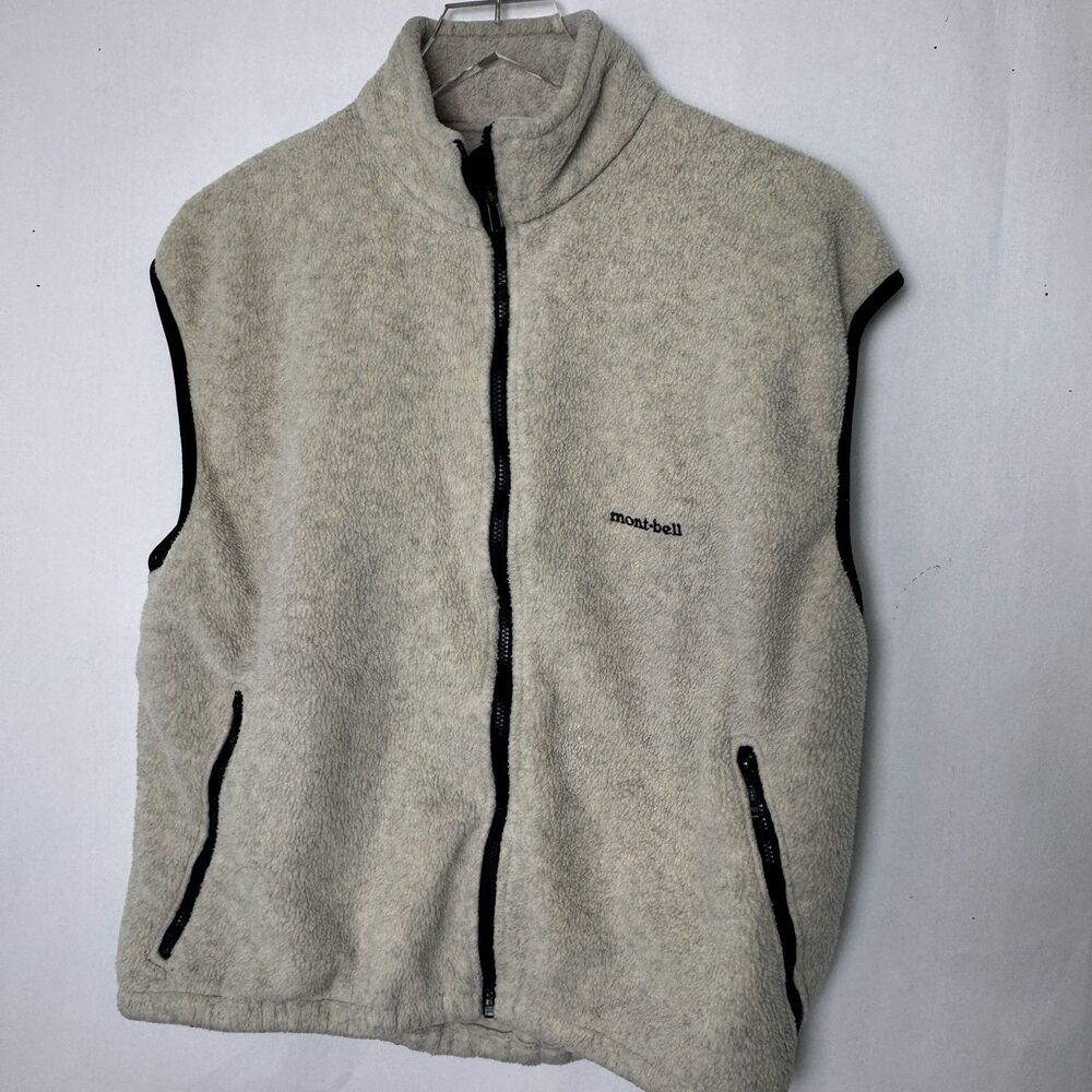 Vintage 1990s MONTBELL Japan Full Zip Fleece Outdoor Camp Vest Made In USA Lrg
